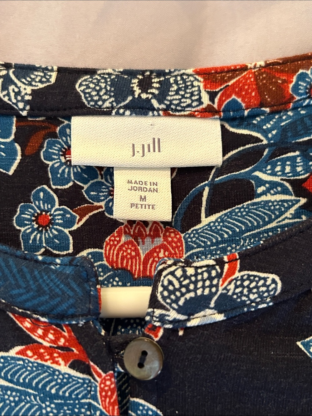 J. Jill Navy Floral Short-Sleeve Midi Dress with Blue & Red Blooms - Picture 9 of 13